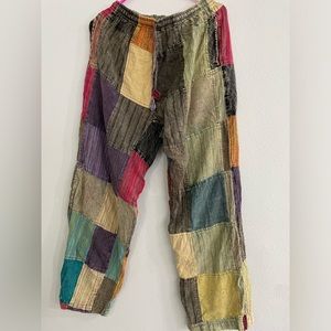 Multi color patchwork pants. Made in Nepal